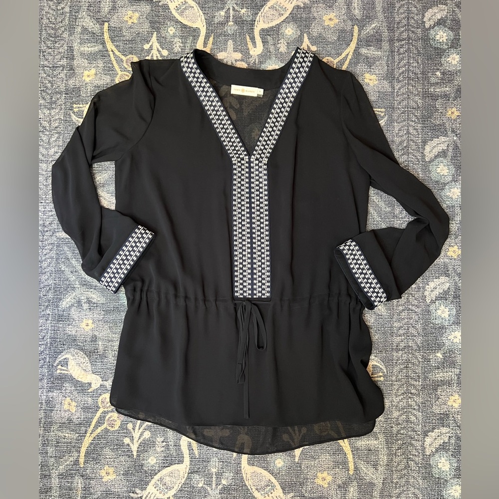 Tory Burch silk drop waist tunic blouse